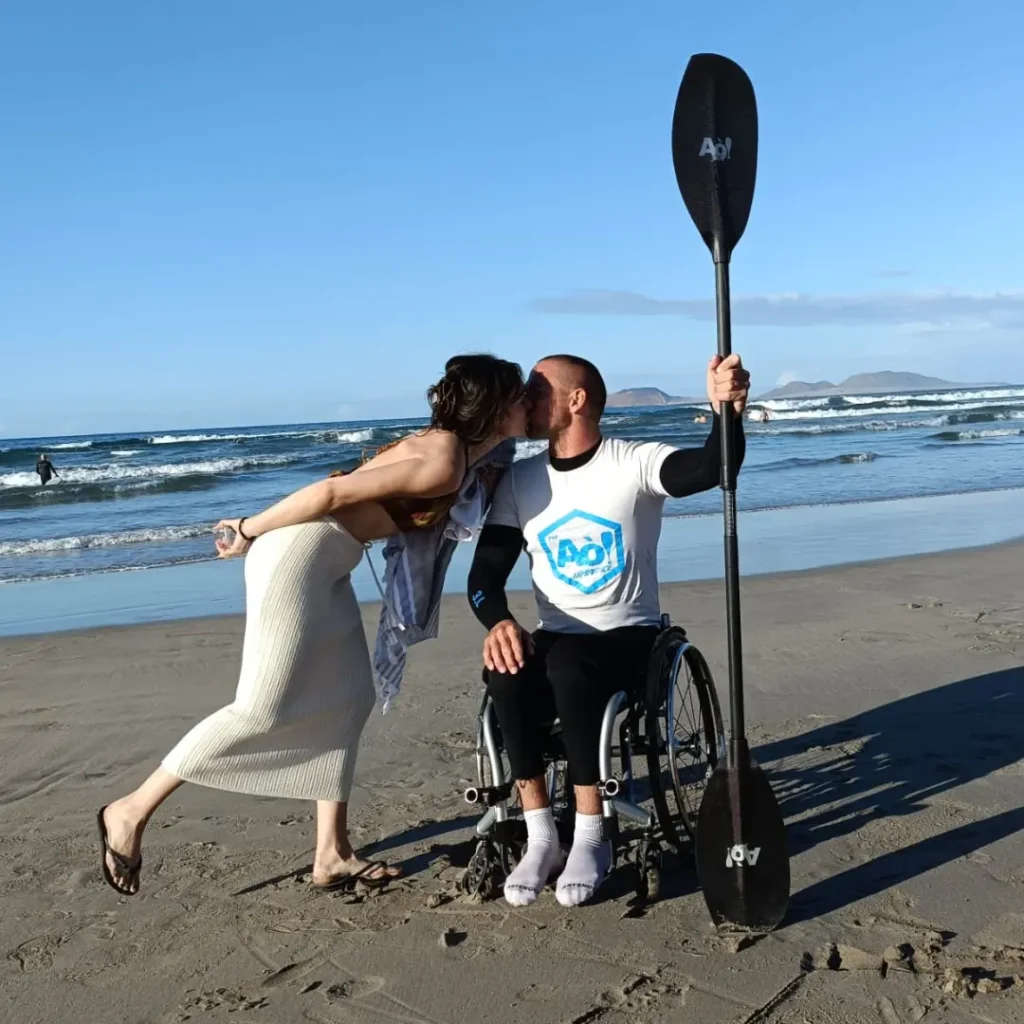 Jonas Van de Steene with girlfriend at Famara Beach