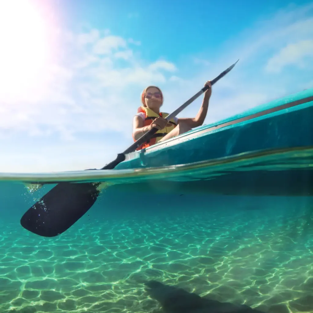 Woman in a kayak on Lanzarote